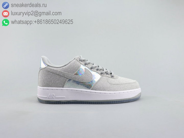 NIKE AIR FORCE 1 LOW '07 GREY BLING SILVER UNISEX SKATE SHOES